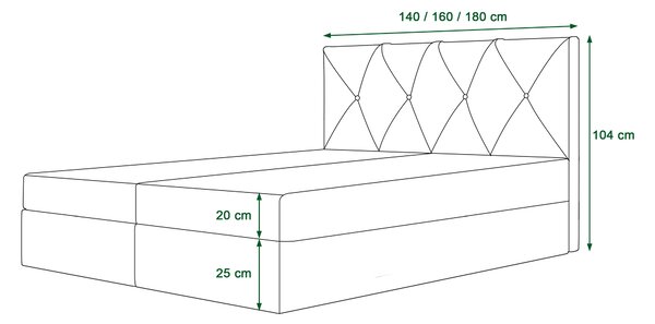 Manželská postel Boxspring 140 cm Athena (černá) (s matrací a úložným prostorem)