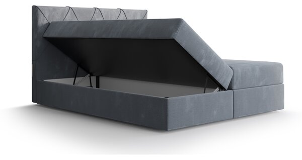 Manželská postel Boxspring 140 cm Athena (černá) (s matrací a úložným prostorem)