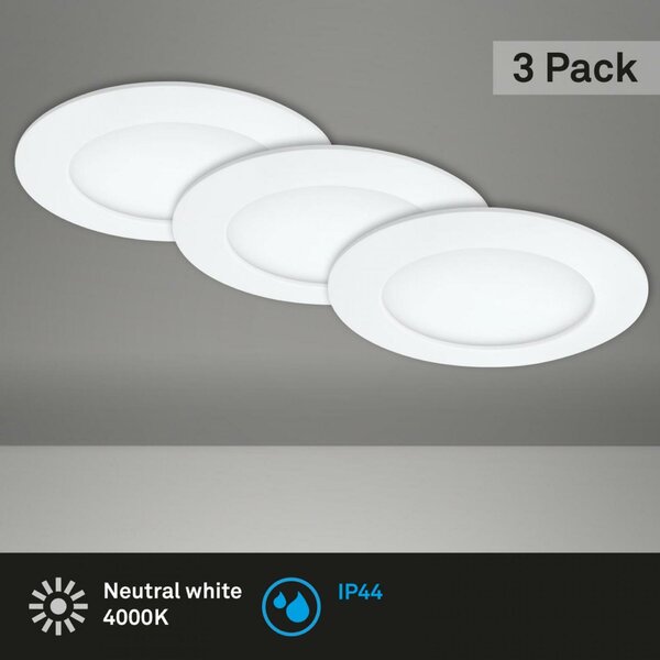 BRILONER 3ks sada LED vestavné svítidlo, pr. 12 cm, 6,4 W, bílé IP44 BRI 7284-036