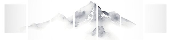 Obraz - Inkoustová malba hor (210x100 cm)
