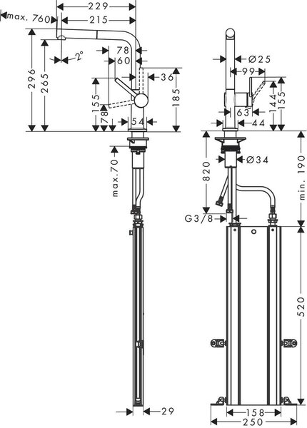 Hansgrohe Talis M54 kuchyňská baterie stojící chrom 72809000