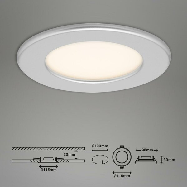 BRILONER 3ks sada LED vestavné svítidlo, pr. 11,5 cm, 6 W, matný chrom IP44 BRI 7053-034