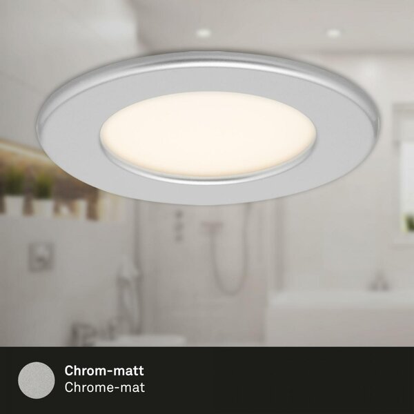 BRILONER 3ks sada LED vestavné svítidlo, pr. 11,5 cm, 6 W, matný chrom IP44 BRI 7053-034
