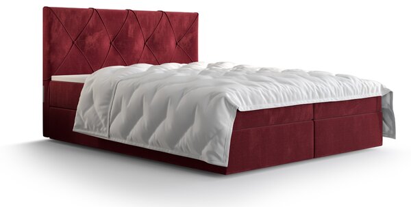Manželská postel Boxspring 160 cm Athena (bordó) (s matrací a úložným prostorem). 1046366