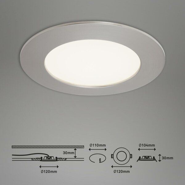 BRILONER 3ks sada LED vestavné svítidlo, pr. 12 cm, 8 W, matný nikl IP44 BRI 7284-032