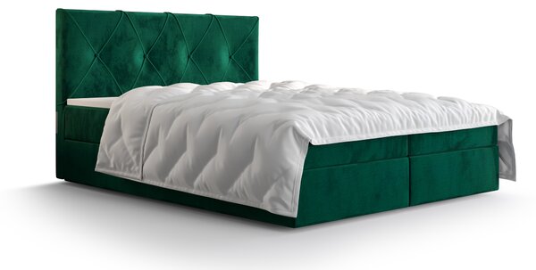 Manželská posteľ Boxspring 140 cm Athena (olivová) (s matracom a úložným priestorom). 1046359