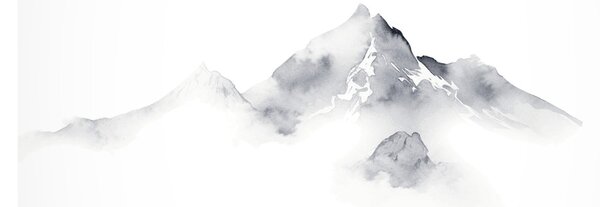 Obraz - Inkoustová malba hor (70x50 cm)