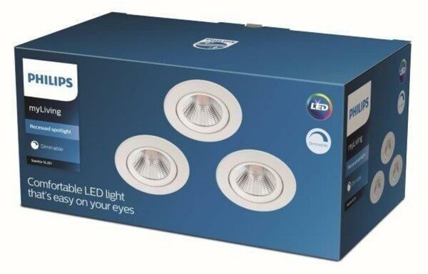 LED Zapuštěné bodové svítidlo Philips SPARKLE SL261 set 3ks 8718699755980 3x5,5W 3x350lm 2700K IP20 bílé stmívatelné