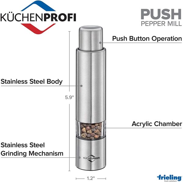 Mlýnek na pepř PUSH, 15 cm - Küchenprofi