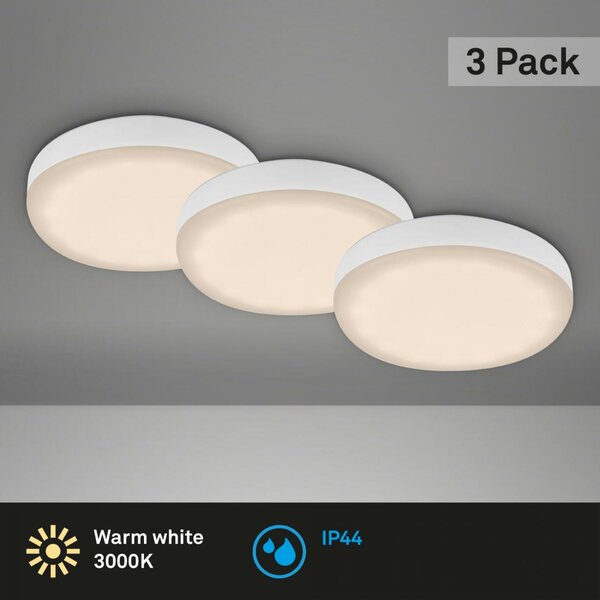 BRILONER 3ks sada LED vestavné svítidlo, pr. 7,5 cm, 3 W, 350 lm, bílé IP44 BRI 7061-036