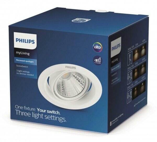 LED Zápustné svítidlo Philips Pomeron SceneSwitch 59554 3W 200lm bílé stmívatelné 2700K