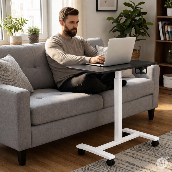 ModernHome JNI-PN01-5-1 Mobilní stůl na notebook 70×48 cm, výškově nastavitelný 71,5-112 cm, černý