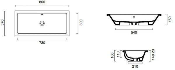 Catalano Zero umyvadlo 80x37 cm obdélníkový zápustný-pod pult bílá lesk 0124810001