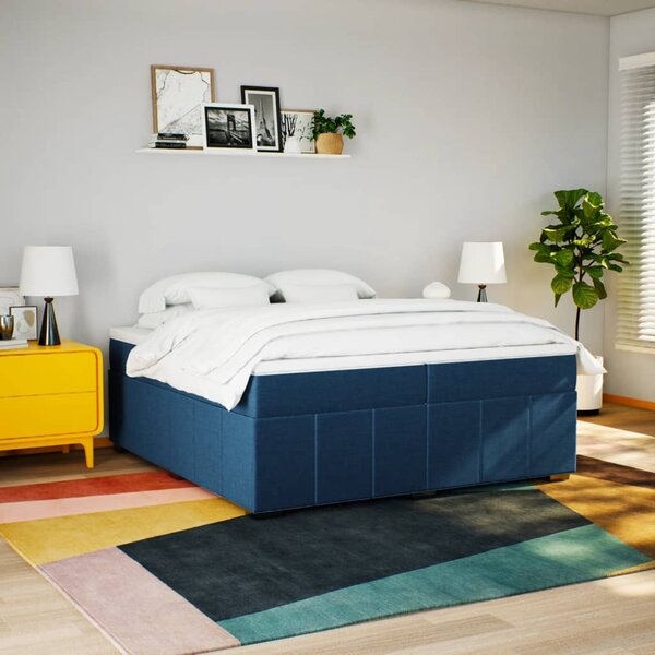 Box spring postel s matrací modrá 200x200 cm textil 3285504