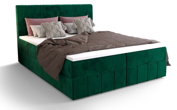 Manželská postel Boxspring 160 cm Barack (olivová) (s matrací a úložným prostorem). 1046392