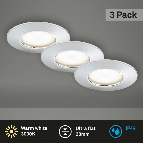 BRILONER 3ks sada LED vestavné svítidlo, pr. 7,5 cm, chrom IP44 BRI 7204-038