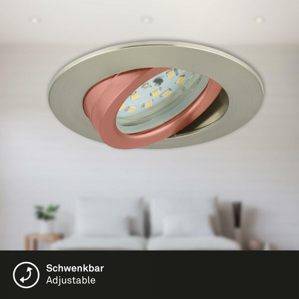BRILONER 3ks sada LED vestavné svítidlo, pr. 8,2 cm, 6,5 W, matný nikl BRI 7296-032