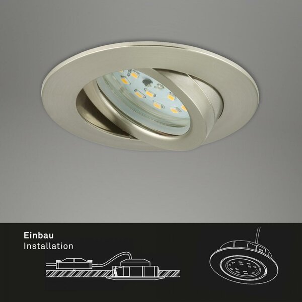 BRILONER 3ks sada LED vestavné svítidlo, pr. 8,2 cm, 6,5 W, matný nikl BRI 7296-032
