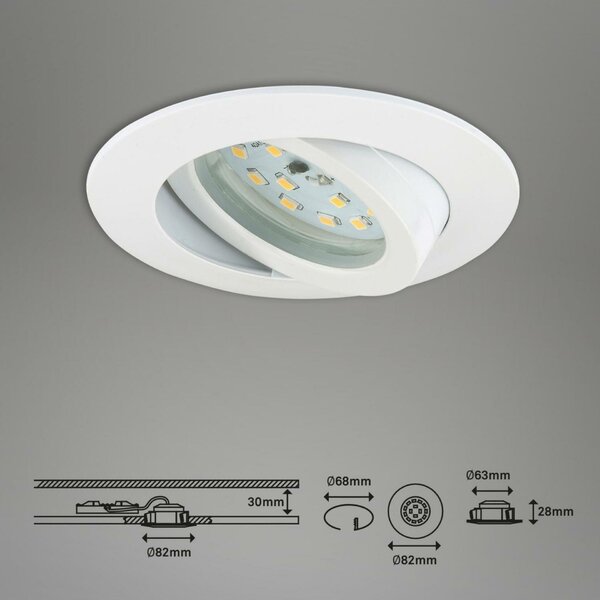 BRILONER 3ks sada LED vestavné svítidlo, pr. 8,2 cm, 6,5 W, bílé BRI 7296-036