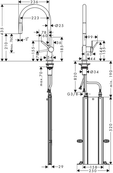 Hansgrohe Talis M54 kuchyňská baterie stojící černá 72801670