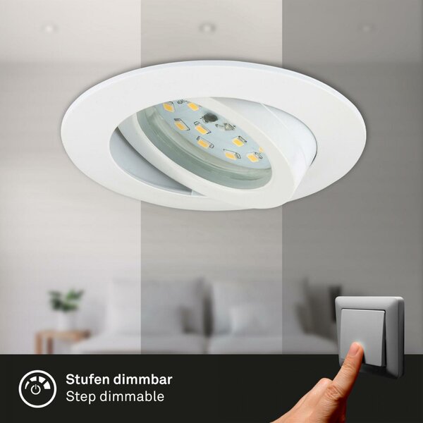 BRILONER 3ks sada LED vestavné svítidlo, pr. 8,2 cm, 6,5 W, bílé BRI 7296-036