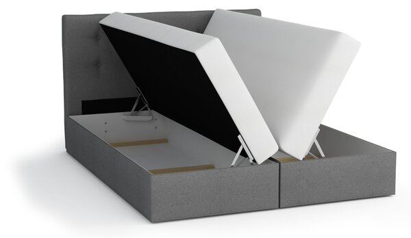Manželská postel Boxspring 140 cm Duel 1 (černá) (s matrací a úložným prostorem)