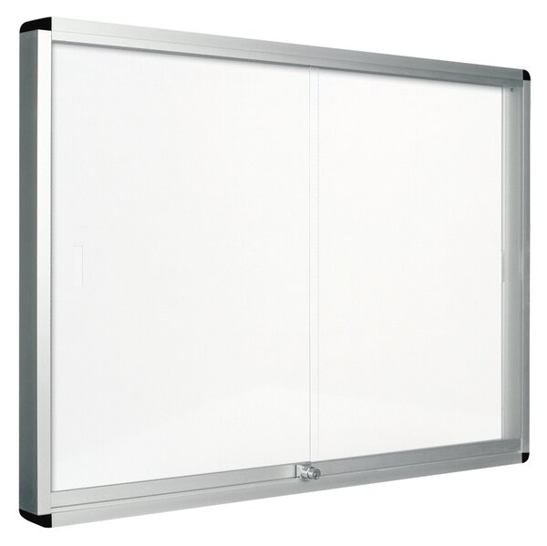 Vnitřní vitrína s posuvnými dveřmi, bílá magnetická, 967 x 706 mm
