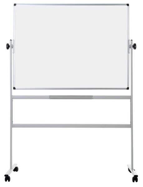Mobilní otočná oboustranná bílá popisovací tabule, magnetická, 1200 x 900 mm