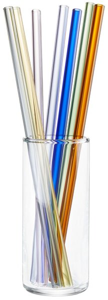 Skleněné brčko FUTURE, 23 cm barevné 8 kusů s kartáčkem - GEFU