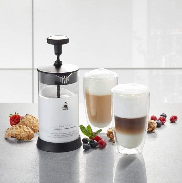 Set ruční napěňovač mléka ANTONIO + 2 sklenice Latte Macchiato 350ml - GEFU
