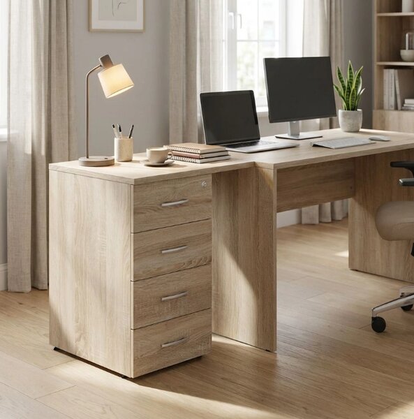 Kontejner Impress 80 x 60 cm - 4 zásuvky (ke stolu Impress 76 cm) Barva: Dub sonoma
