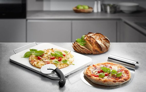 Sada Kámen na pizzu se stojanem + kráječ a špachtle na pizzu DARIOSO - GEFU