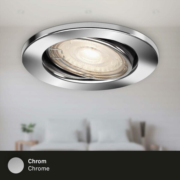 BRILONER 3ks sada LED vestavné svítidlo, pr. 8,6 cm, 5 W, chrom BRI 7220-038