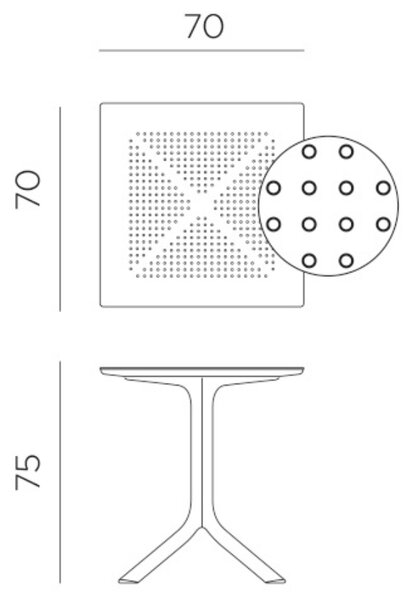 Nardi Zelený plastový zahradní stůl Clip 70 x 70 cm