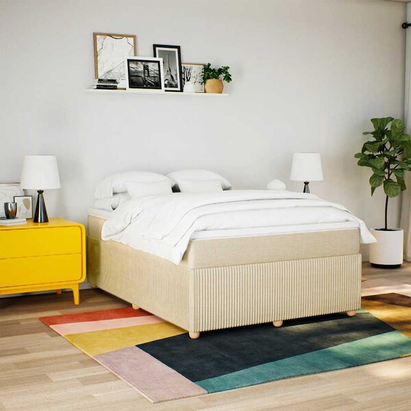 Box spring postel s matrací krémová 140x190 cm textil 3285572