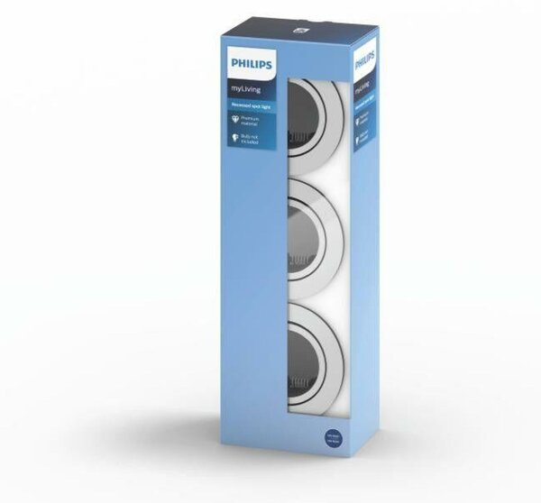 Zapuštěné bodové podhledové svítidlo Philips Donegal set 3ks 50393/11/PN lesklý chrom