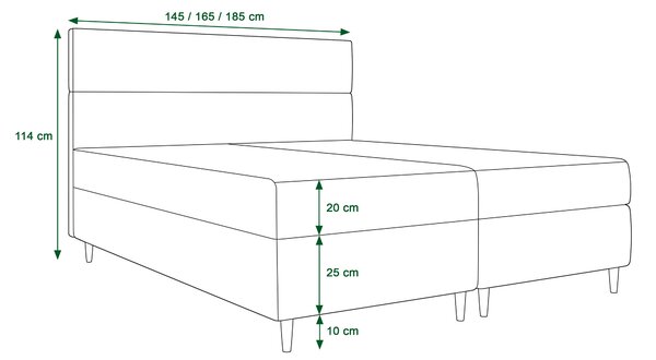 Manželská postel Boxspring 140 cm Flu (tmavě zelená) (s matrací a úložným prostorem)