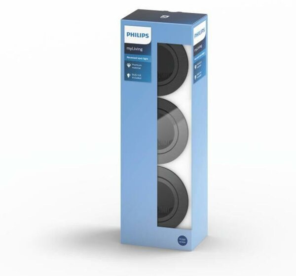 Zapuštěné bodové podhledové svítidlo Philips Donegal set 3ks 50393/99/PN šedé