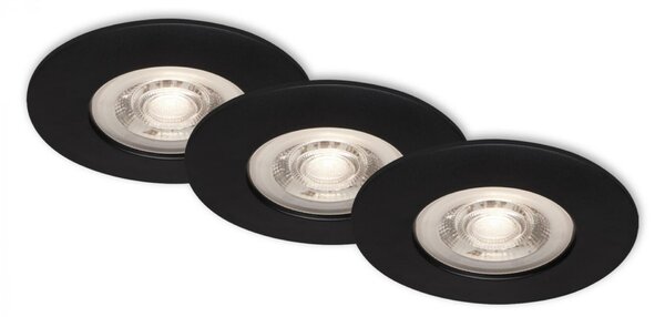 BRILONER 3ks sada LED vestavné svítidlo, pr. 9 cm, 5 W, černá IP44 BRI 7046-035