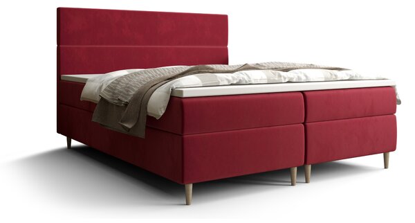 Manželská posteľ Boxspring 160 cm Flu (bordová) (s matracom a úložným priestorom). 1046548
