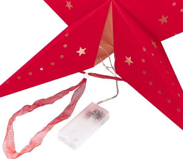 Sada 2 závěsných dekorací LED MOTTI 45 cm Hvězda Červená