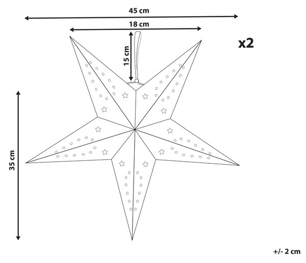 Sada 2 závěsných dekorací LED MOTTI 45 cm Hvězda Červená