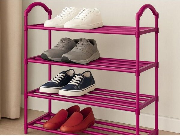 Verk 27542 Regál na boty se 4 policemi 72 x 63 x 24 cm, růžový