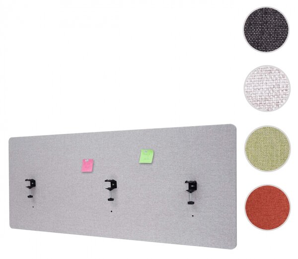 Akustický panel na stůl HWC-G75 - dvoustěnná látka/textil - 60x160cm - šedá