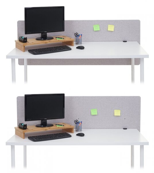 Akustický panel na stůl HWC-G75 - dvoustěnná látka/textil - 60x160cm - šedá