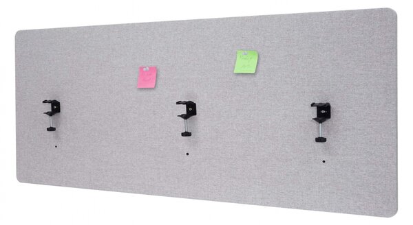 Akustický panel na stůl HWC-G75 - dvoustěnná látka/textil - 60x160cm - šedá