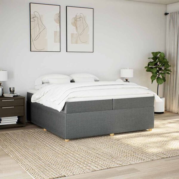 Box spring postel s matrací tmavě šedá 200x200 cm textil 3285596