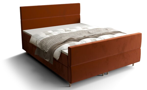 Manželská postel Boxspring 140 cm Flu plus (hnědooranžová) (s matrací a úložným prostorem). 1046564