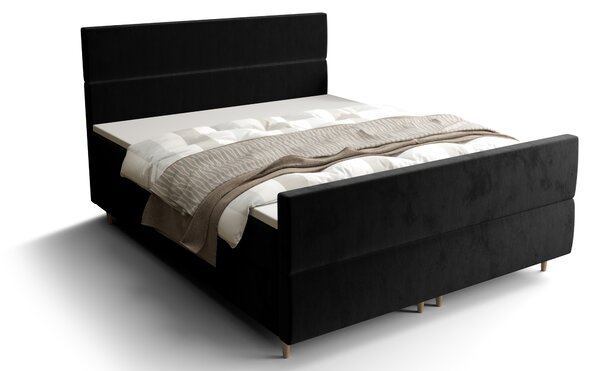 Manželská postel Boxspring 160 cm Flu Plus Comfort (černá) (s matrací a úložným prostorem). 1055964