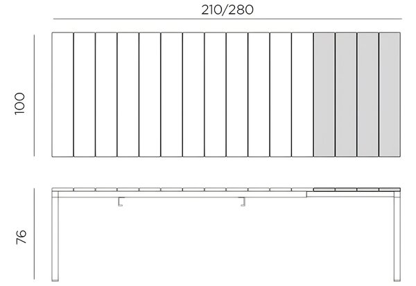 Nardi Šedohnědý rozkládací zahradní stůl Rio 210/280 x 100 cm